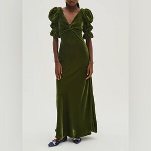 Olive Green Martini Velvet Maxi Dress 🍸